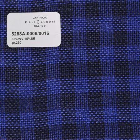 5288a-0006/0016 Cerruti Lanificio - Vải Suit 100% Wool - Xanh Dương Caro